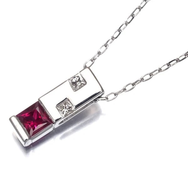 RUBY NECKLACE 900 850 PLATINUM: Ruby Necklace 900 850 Platinum Brand: Unbranded Type/Style: Necklace Material: 900 / 850 / Platinum, Main Stone Natural Color: Silver Size: Necklace length: 37 / 40cm Pendant size: 12.7 x 4.0mm Ac