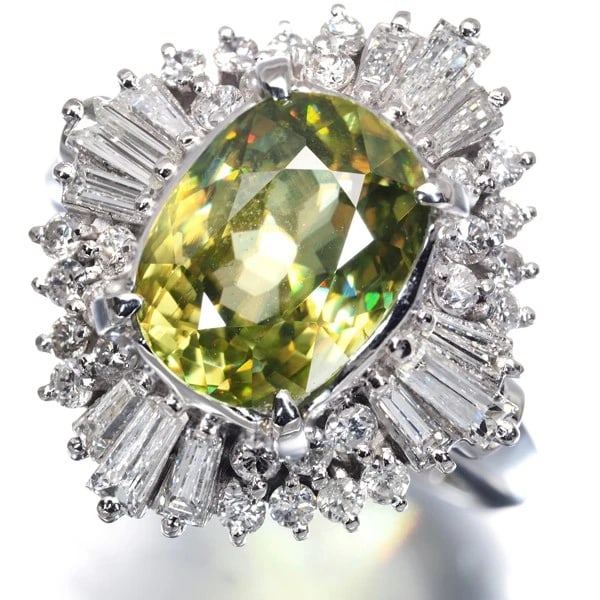 SPHENE RING 900 PLATINUM: Sphene Ring 900 Platinum Brand: Unbranded Type/Style: Ring Material: 900 / Platinum, Main Stone Natural Color: Silver Size: US6 Accessories: None Accessories Notice: When purchasing pre-owned goods,
