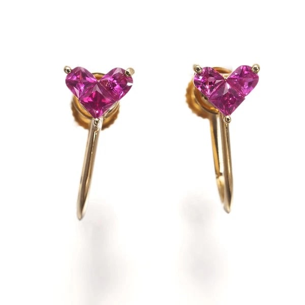 RUBY EARRINGS 18K 750 YELLOW GOLD (1 of 2)