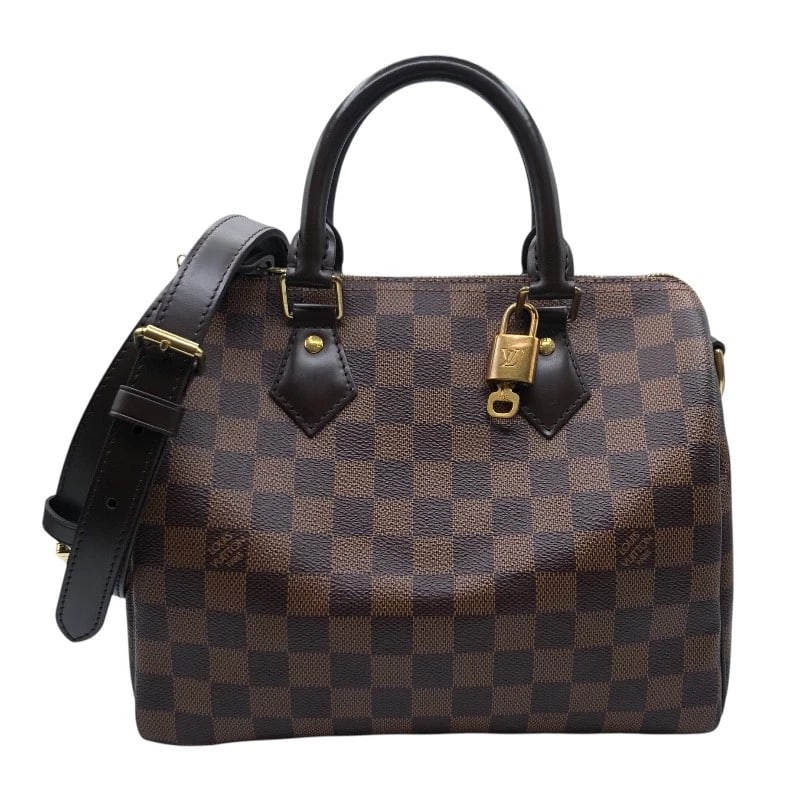 LOUIS VUITTON SPEEDY BANDOULIERE SHOULDER BAG: LOUIS VUITTON Speedy Bandouliere Shoulder Bag Brand: LOUIS VUITTON Type/Style: Shoulder Bag Material: Damier canvas Color: Brown Size: W9.8 x H7.9x D5.9inch Shoulder:42.5inch Accessories: None