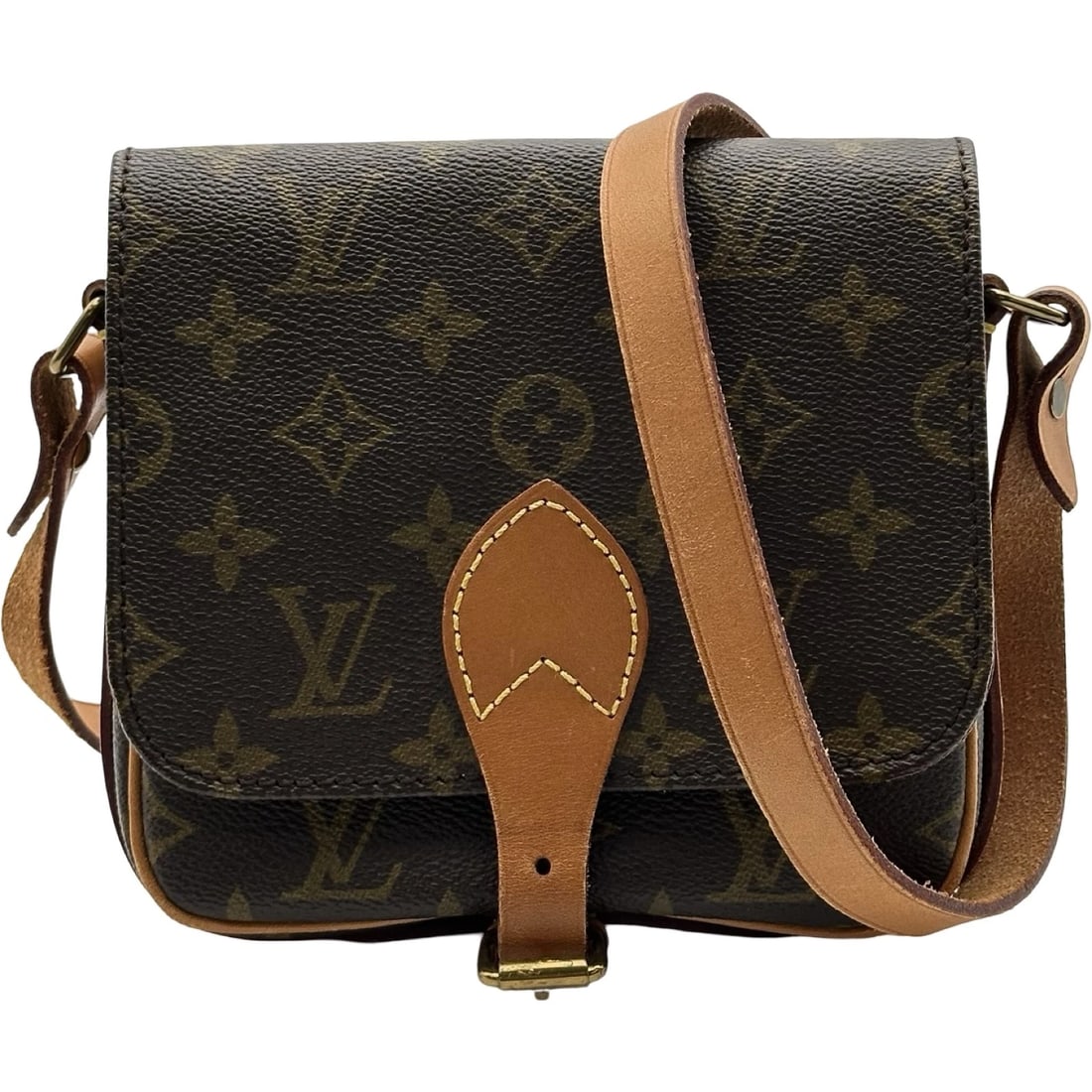 LOUIS VUITTON CARTOUCHIERE SHOULDER BAG: LOUIS VUITTON Cartouchiere Shoulder Bag Brand: LOUIS VUITTON Type/Style: Shoulder Bag Material: Monogram canvas Color: Brown Size: W6.3 x H6.1x D1.8inch Shoulder:29.7inch Accessories: None