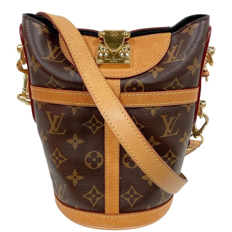 LOUIS VUITTON DUFFEL SHOULDER BAG: LOUIS VUITTON Duffel Shoulder Bag Brand: LOUIS VUITTON Type/Style: Shoulder Bag Material: Monogram Color: Brown Size: W6.9 x H8.7x D5.5inch Accessories: None Accessories Notice: When purch