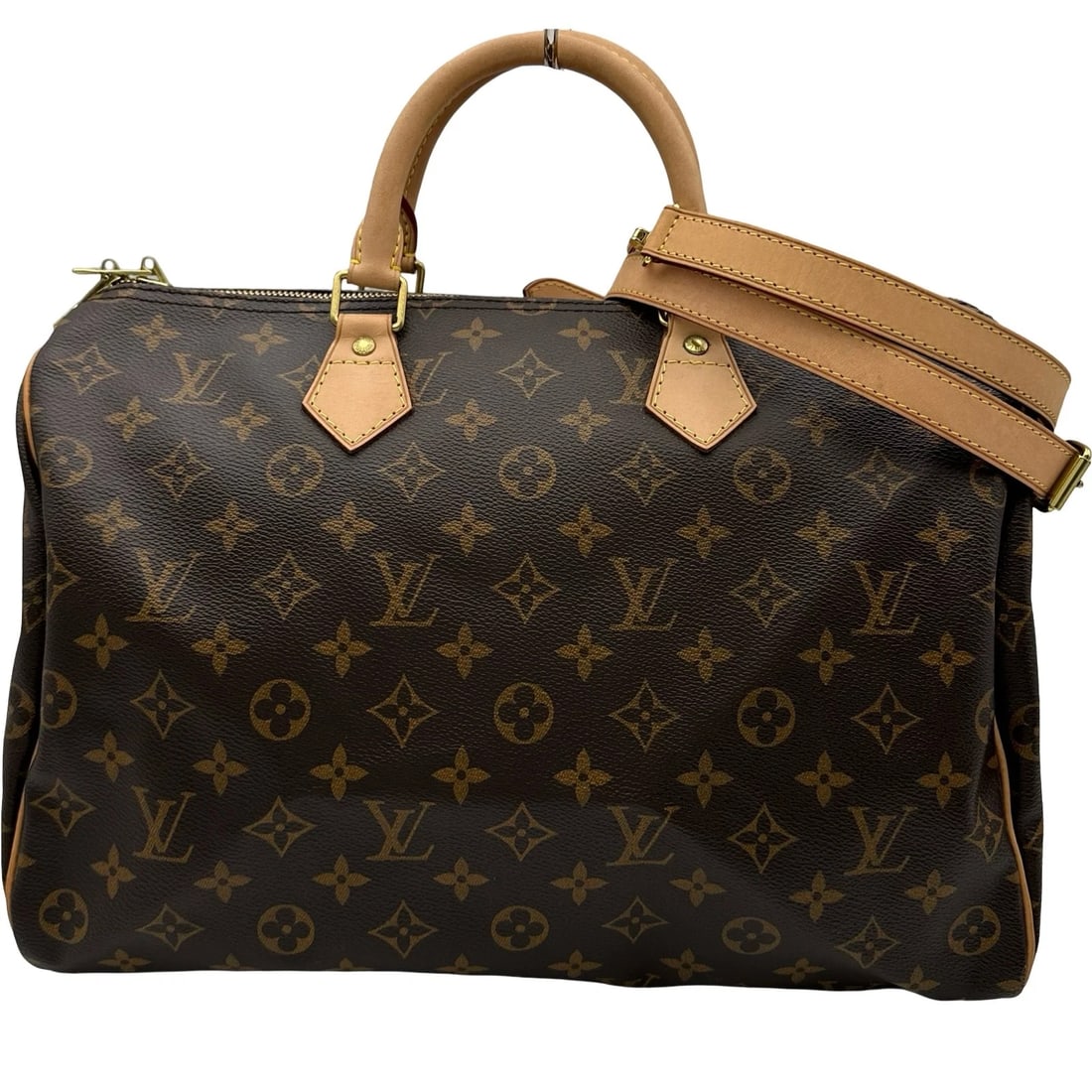LOUIS VUITTON SPEEDY BANDOLIER SHOULDER BAG: LOUIS VUITTON Speedy Bandolier Shoulder Bag Brand: LOUIS VUITTON Type/Style: Shoulder Bag Material: Monogram Color: Brown Size: W13.6 x H8.9x D7.1inch Shoulder:41.7inch Accessories: None A