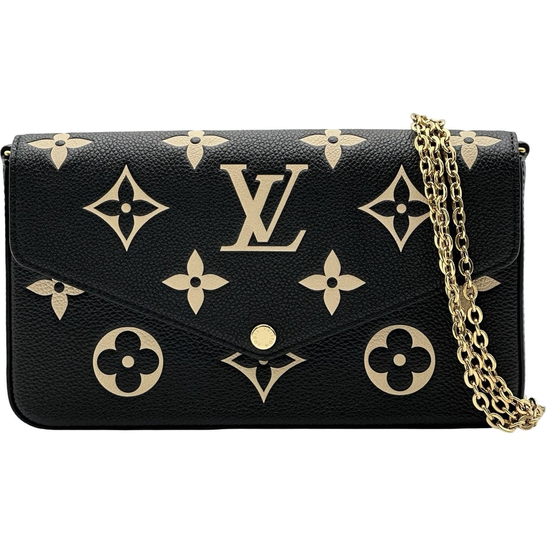 LOUIS VUITTON POCHETTE FELICE SHOULDER BAG: LOUIS VUITTON Pochette Felice Shoulder Bag Brand: LOUIS VUITTON Type/Style: Shoulder Bag Material: Bicolor Empreinte Color: black Size: W8.3 x H4.9x D1.2inch Shoulder:45.5inch Accessories: None