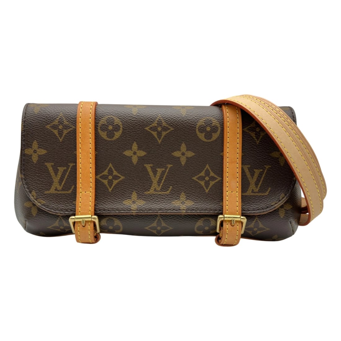 LOUIS VUITTON POCHETTE MARRELL WAIST BAG: LOUIS VUITTON Pochette Marrell Waist bag Brand: LOUIS VUITTON Type/Style: Waist bag Material: monogram/leather Color: Brown Size: W9.1 x H4.3x D1.0inch Shoulder:27.6inch Accessories: None