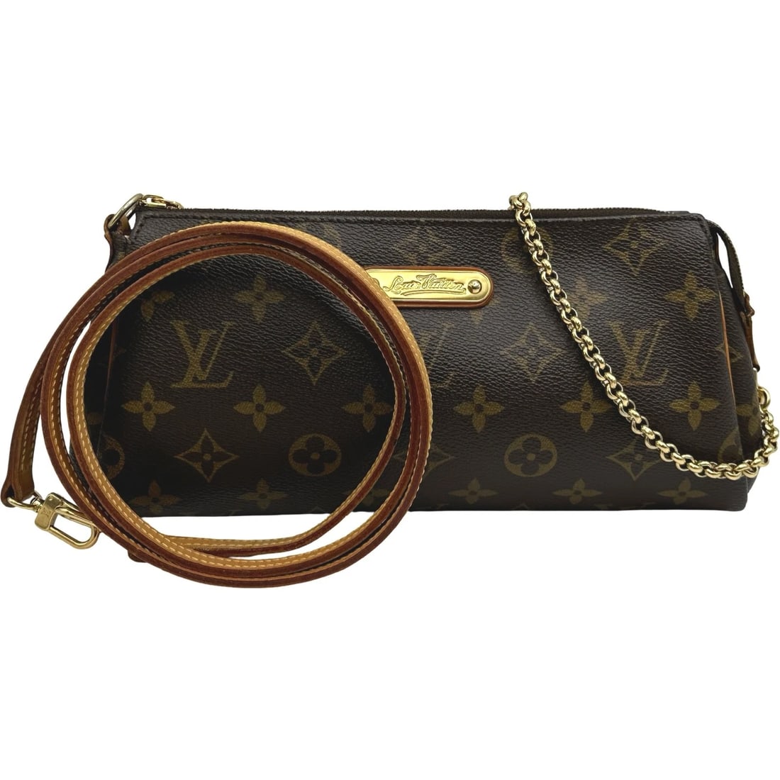 LOUIS VUITTON EVA SHOULDER BAG: LOUIS VUITTON Eva Shoulder Bag Brand: LOUIS VUITTON Type/Style: Shoulder Bag Material: Monogram Color: Brown Size: W10.0 x H5.1x D1.6inch Shoulder:47.2inch Accessories: None Accessories No