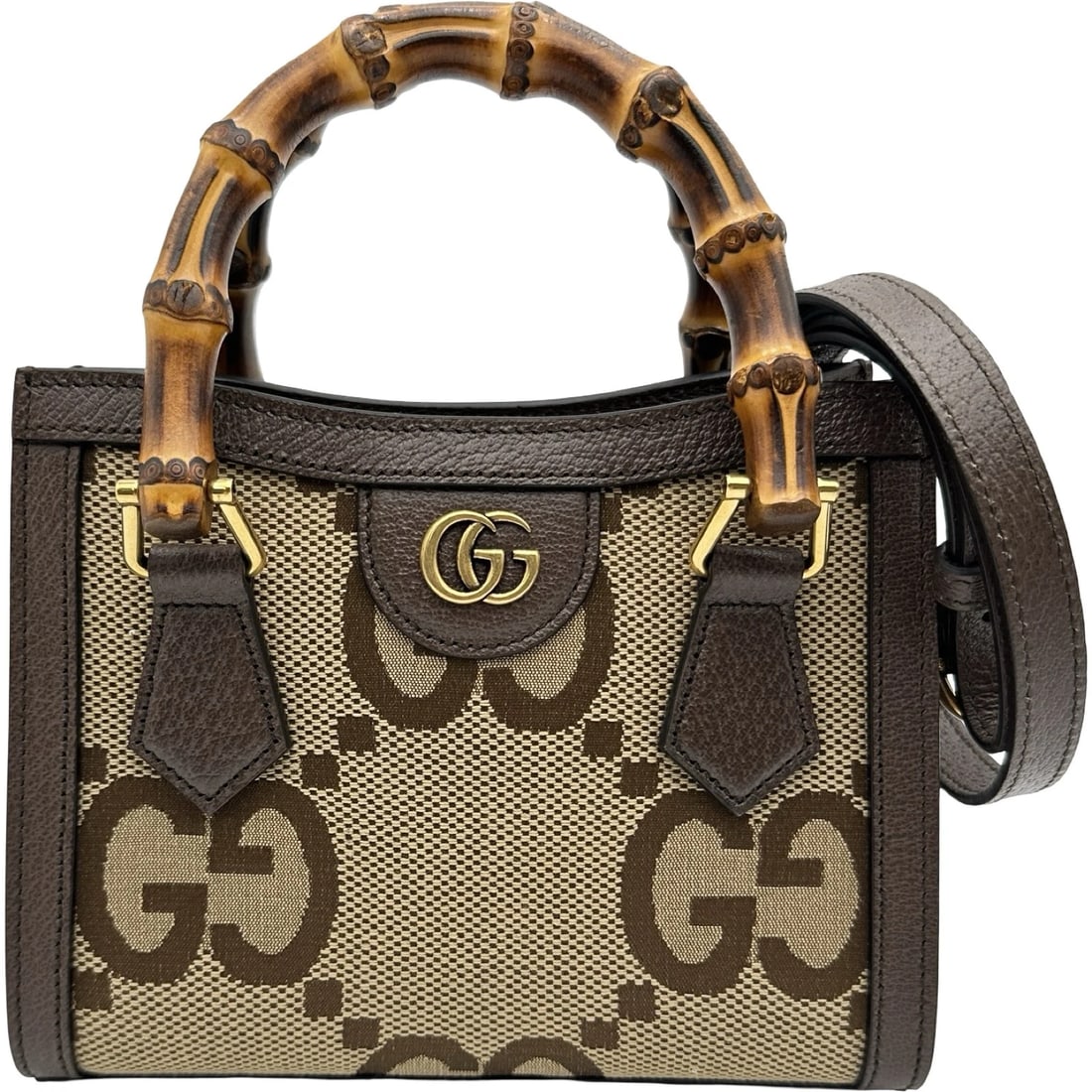 GUCCI DIANA MINI TOTE BAG TOTE BAG: GUCCI Diana Mini Tote Bag Tote Bag Brand: GUCCI Type/Style: Tote Bag Material: Jumbo GG canvas Color: Brown Gold Hardware Size: W7.9 x H6.3x D2.8inch Shoulder:37.4inch Accessories: None Ac