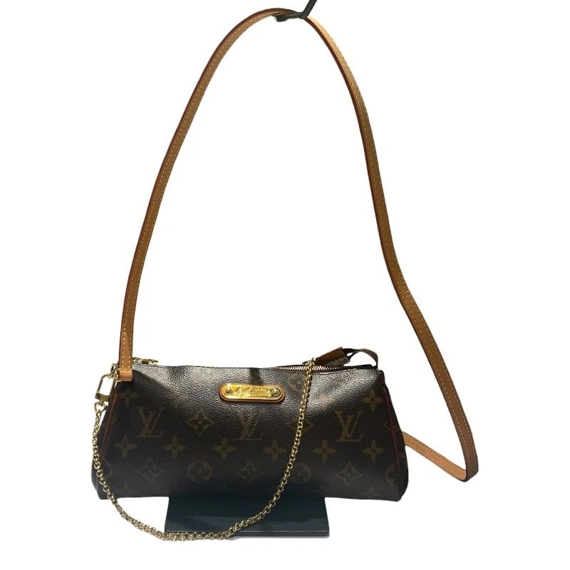 LOUIS VUITTON EVA SHOULDER BAG: LOUIS VUITTON Eva Shoulder Bag Brand: LOUIS VUITTON Type/Style: Shoulder Bag Material: Monogram canvas Color: Brown Size: W8.7 x H5.1x D1.6inch Accessories: None Accessories Notice: When p
