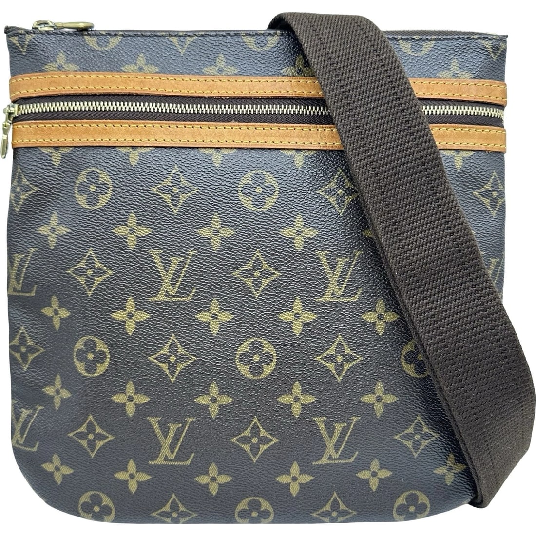 LOUIS VUITTON POCHETTE BOSPHORE SHOULDER BAG: LOUIS VUITTON Pochette Bosphore Shoulder Bag Brand: LOUIS VUITTON Type/Style: Shoulder Bag Material: Monogram Color: Brown Size: W10.0 x H9.8x D0.6inch Accessories: None Accessories Notice