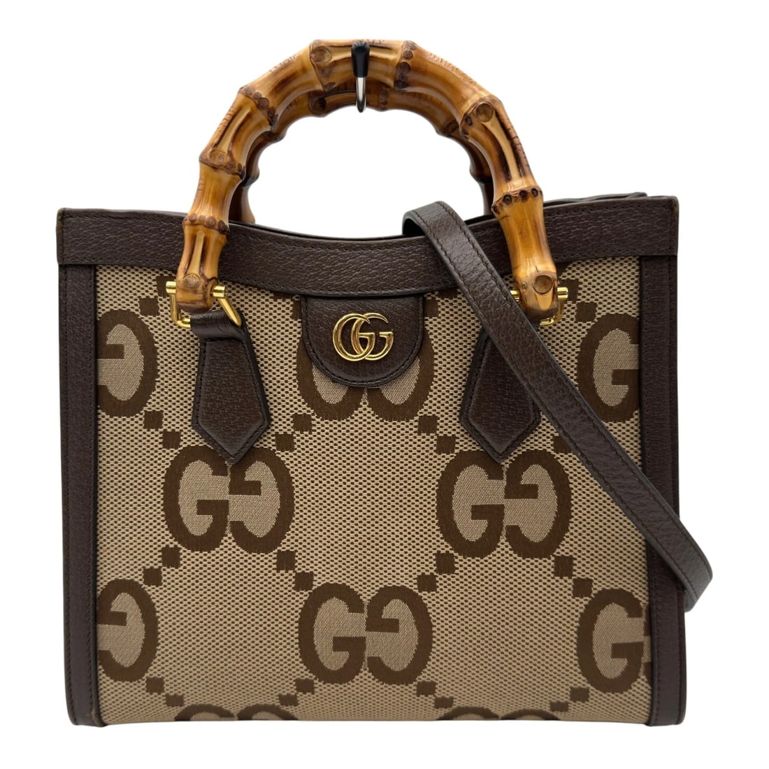 GUCCI DIANA SMALL TOTE BAG: GUCCI Diana Small Tote Bag Brand: GUCCI Type/Style: Tote Bag Material: Jumbo GG Canvas/Leather Color: Brown Size: W10.6 x H9.1x D3.9inch Shoulder:37.0inch Accessories: None Accessories Not