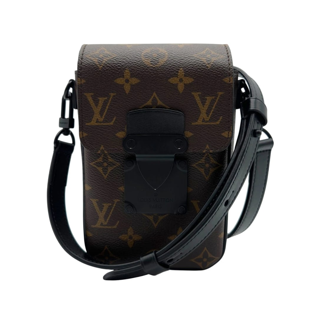 LOUIS VUITTON S-LOCK VERDICAL WALLET SHOULDER BAG: LOUIS VUITTON S-Lock Verdical Wallet Shoulder Bag Brand: LOUIS VUITTON Type/Style: Shoulder Bag Material: Monogram macacer Color: Brown Size: W4.7 x H7.5x D2.8inch Shoulder:42.5inch Accessories: N