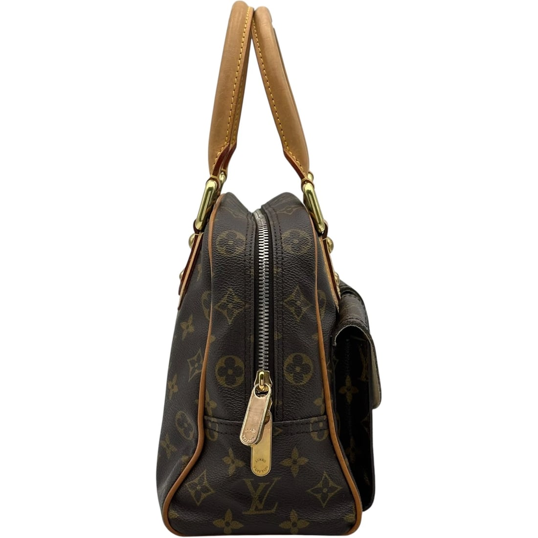 LOUIS VUITTON MANHATTAN PM HANDBAG: LOUIS VUITTON Manhattan PM Handbag Brand: LOUIS VUITTON Type/Style: Handbag Material: Monogram canvas Color: Brown Size: W11.2 x H7.9x D3.7inch Accessories: None Accessories Notice: When purchasing