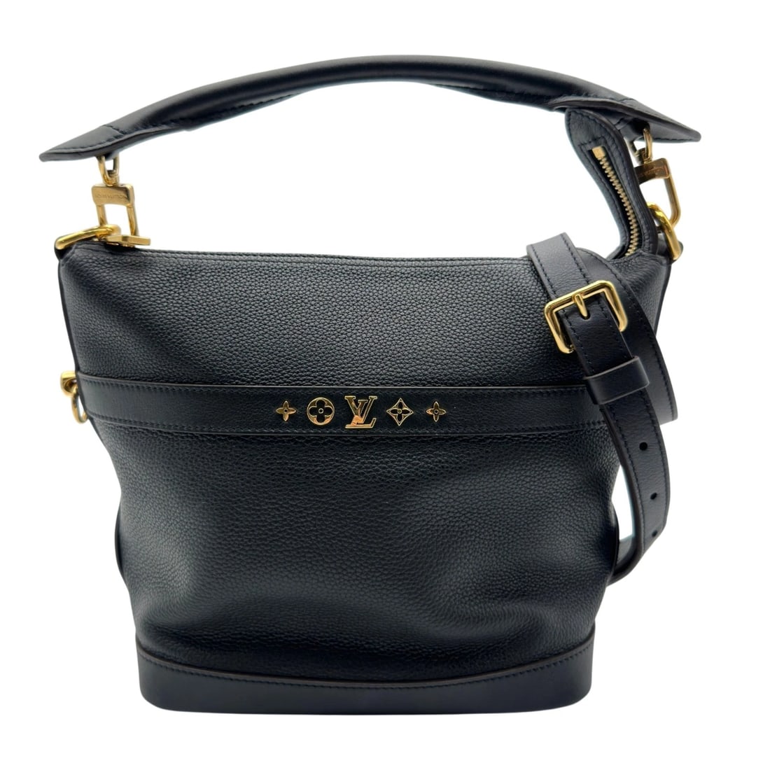 LOUIS VUITTON CRUISER PM SHOULDER BAG: LOUIS VUITTON Cruiser PM Shoulder Bag Brand: LOUIS VUITTON Type/Style: Shoulder Bag Material: Calfskin Color: Black Gold Hardware Size: W8.7 x H8.7x D5.1inch Shoulder:39.0inch Accessories: None