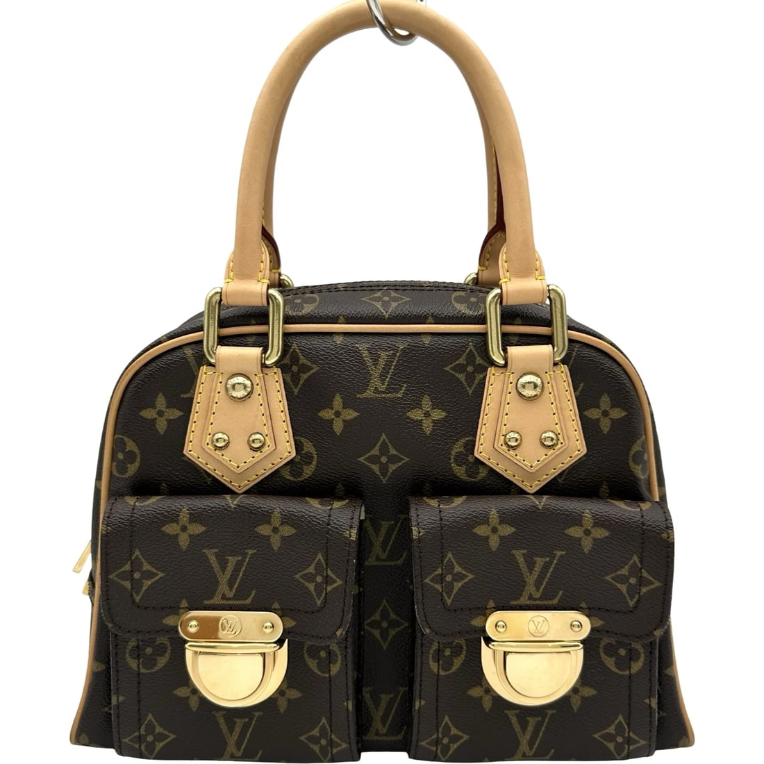 LOUIS VUITTON MANHATTAN PM HANDBAG: LOUIS VUITTON Manhattan PM Handbag Brand: LOUIS VUITTON Type/Style: Handbag Material: Monogram canvas Color: Brown Size: W11.4 x H9.1x D4.7inch Accessories: None Accessories Notice: When purchasing