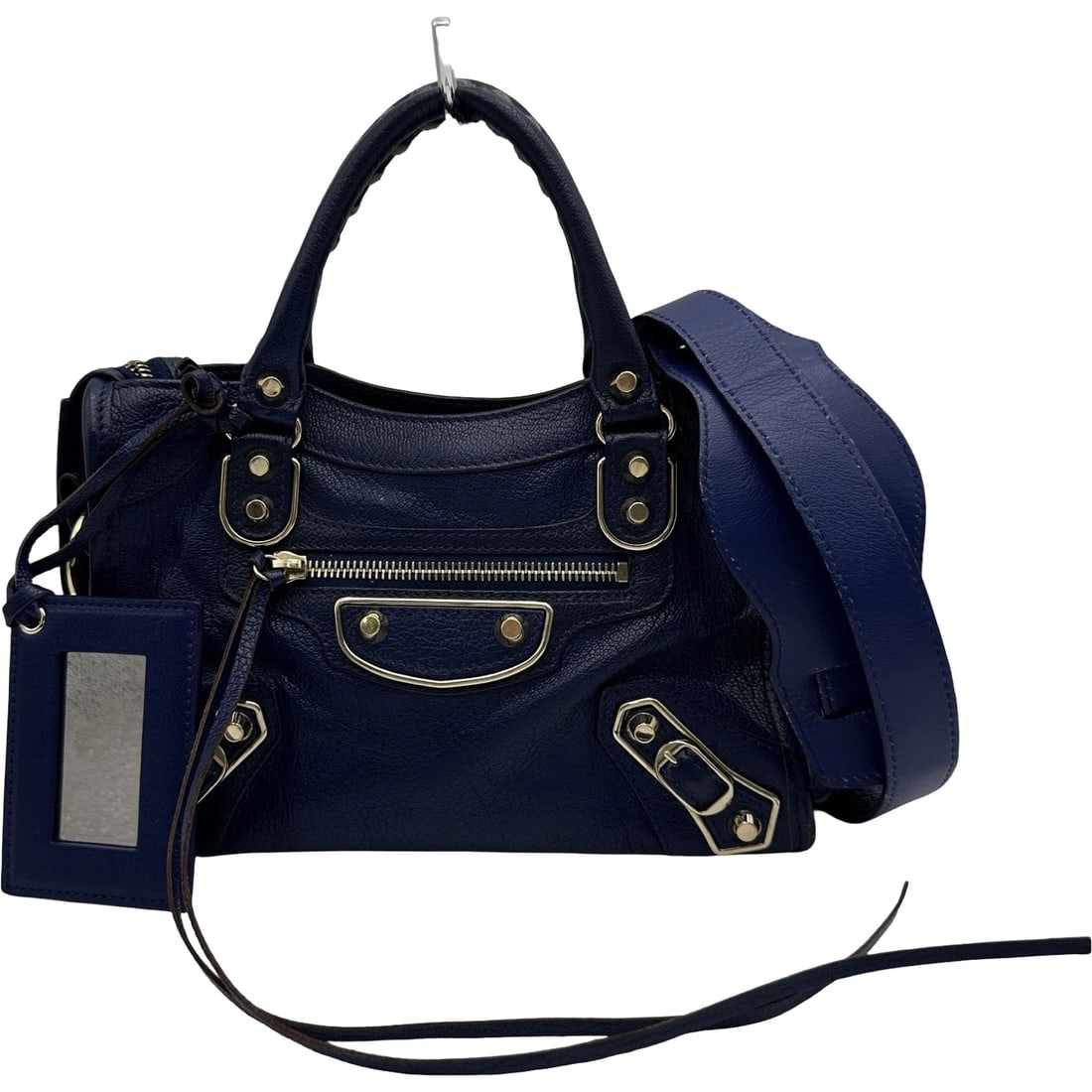 BALENCIAGA CLASSIC MINI CITY SHOULDER BAG: BALENCIAGA Classic Mini City Shoulder Bag Brand: BALENCIAGA Type/Style: Shoulder Bag Material: leather Color: Blue Gold Hardware Size: W9.4 x H5.9x D3.1inch Shoulder:41.7inch Accessories: None