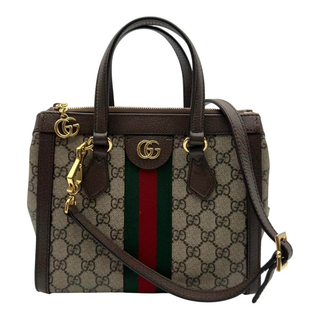 GUCCI OPHIDIA SMALL TOTE BAG: GUCCI Ophidia Small Tote Bag Brand: GUCCI Type/Style: Tote Bag Material: GG Supreme Canvas / Leather Color: Brown Size: W9.3 x H7.9x D3.9inch Shoulder:53.5inch Accessories: None Accessories Notice: