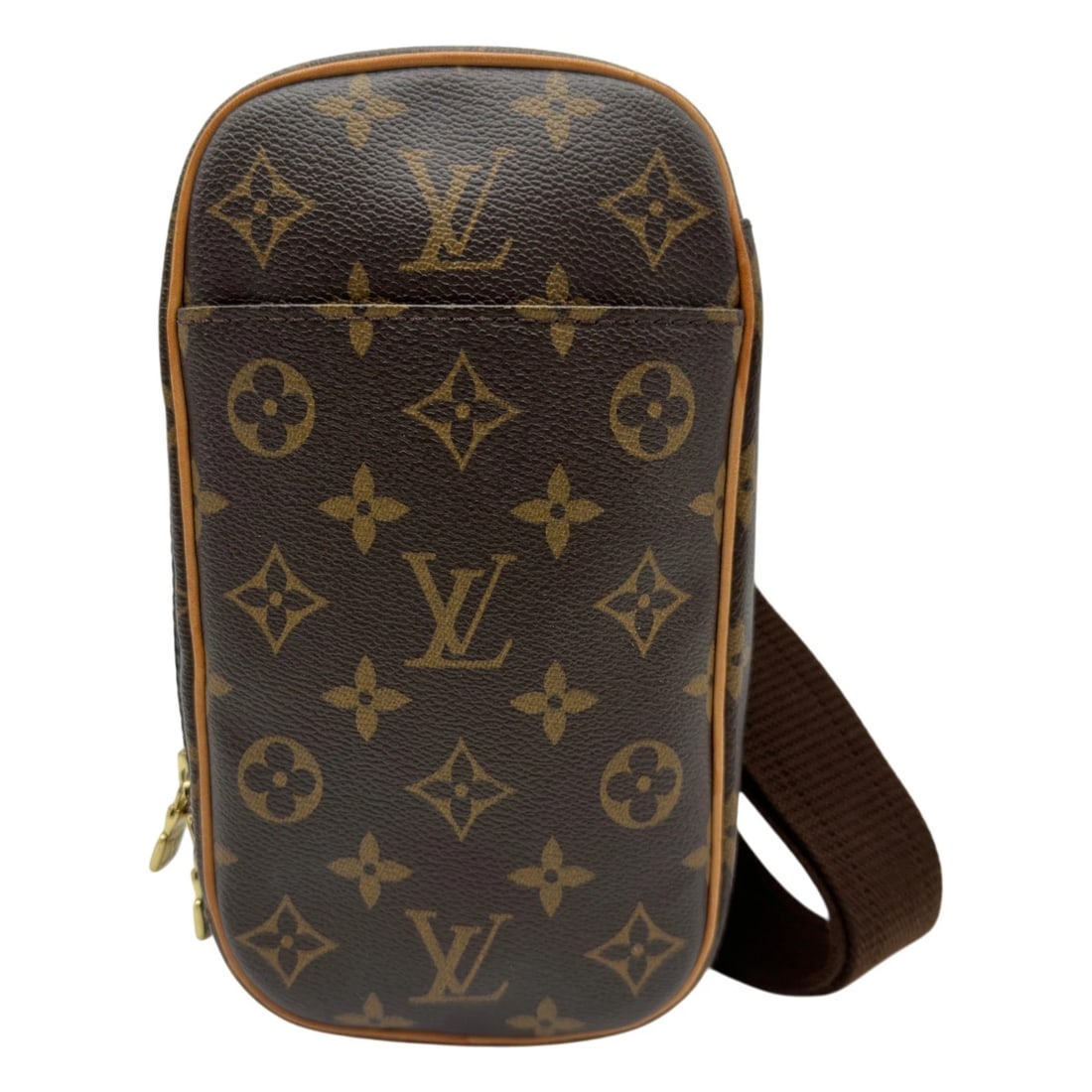 LOUIS VUITTON POCHETTE GANGE BODY BAG: LOUIS VUITTON Pochette Gange body bag Brand: LOUIS VUITTON Type/Style: body bag Material: monogram/leather Color: Brown Size: W4.7 x H8.9x D1.6inch Shoulder:0.0inch Accessories: None Acces