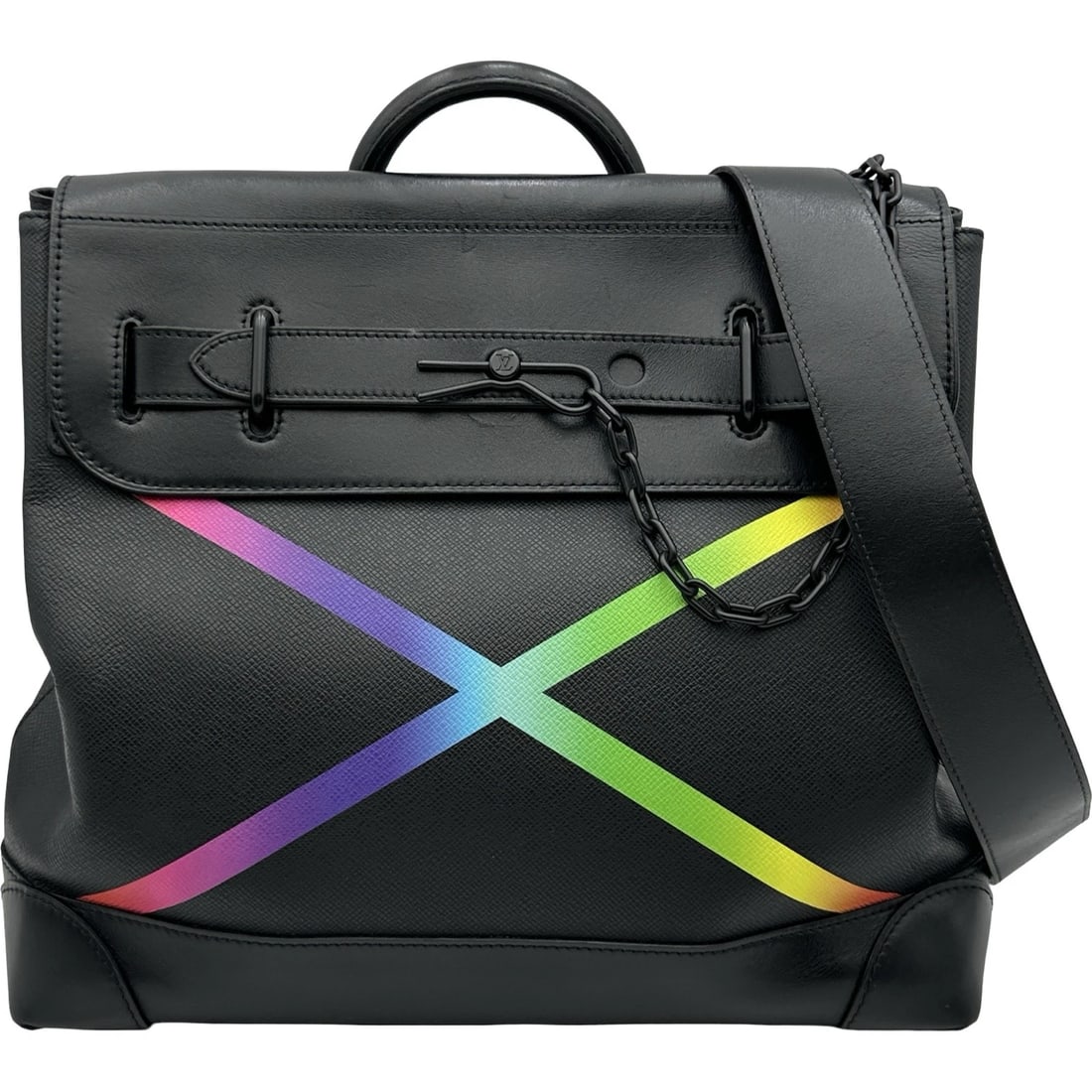 LOUIS VUITTON STEAMER PM HANDBAG: LOUIS VUITTON Steamer PM Handbag Brand: LOUIS VUITTON Type/Style: Handbag Material: Taiga Leather Color: Rainbow Size: W14.2 x H12.6x D5.9inch Accessories: None Accessories Notice: When purchasing