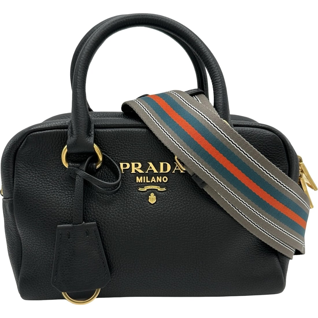 PRADA LOGO 2WAY SHOULDER BAG: PRADA Logo 2WAY Shoulder Bag Brand: PRADA Type/Style: Shoulder Bag Material: leather Color: black Size: W9.3 x H6.7x D2.6inch Shoulder:50.8inch Accessories: None Accessories Notice: When p