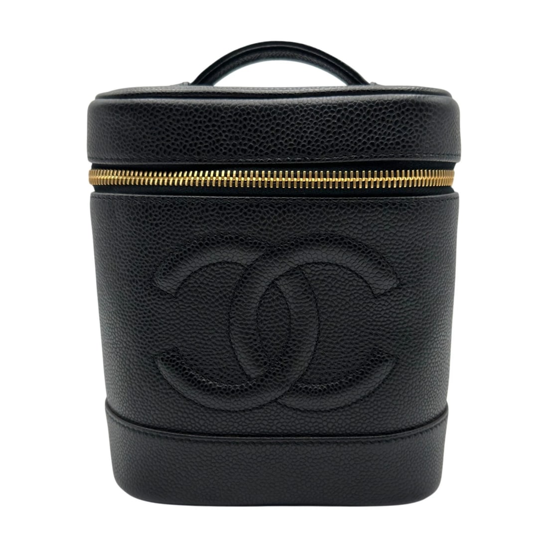 CHANEL COCO MARK VANITY HANDBAG: CHANEL COCO Mark Vanity Handbag Brand: CHANEL Type/Style: Handbag Material: Caviar skin Color: Black Gold Hardware Size: W5.7 x H6.5x D4.9inch Accessories: None Accessories Notice: When pu