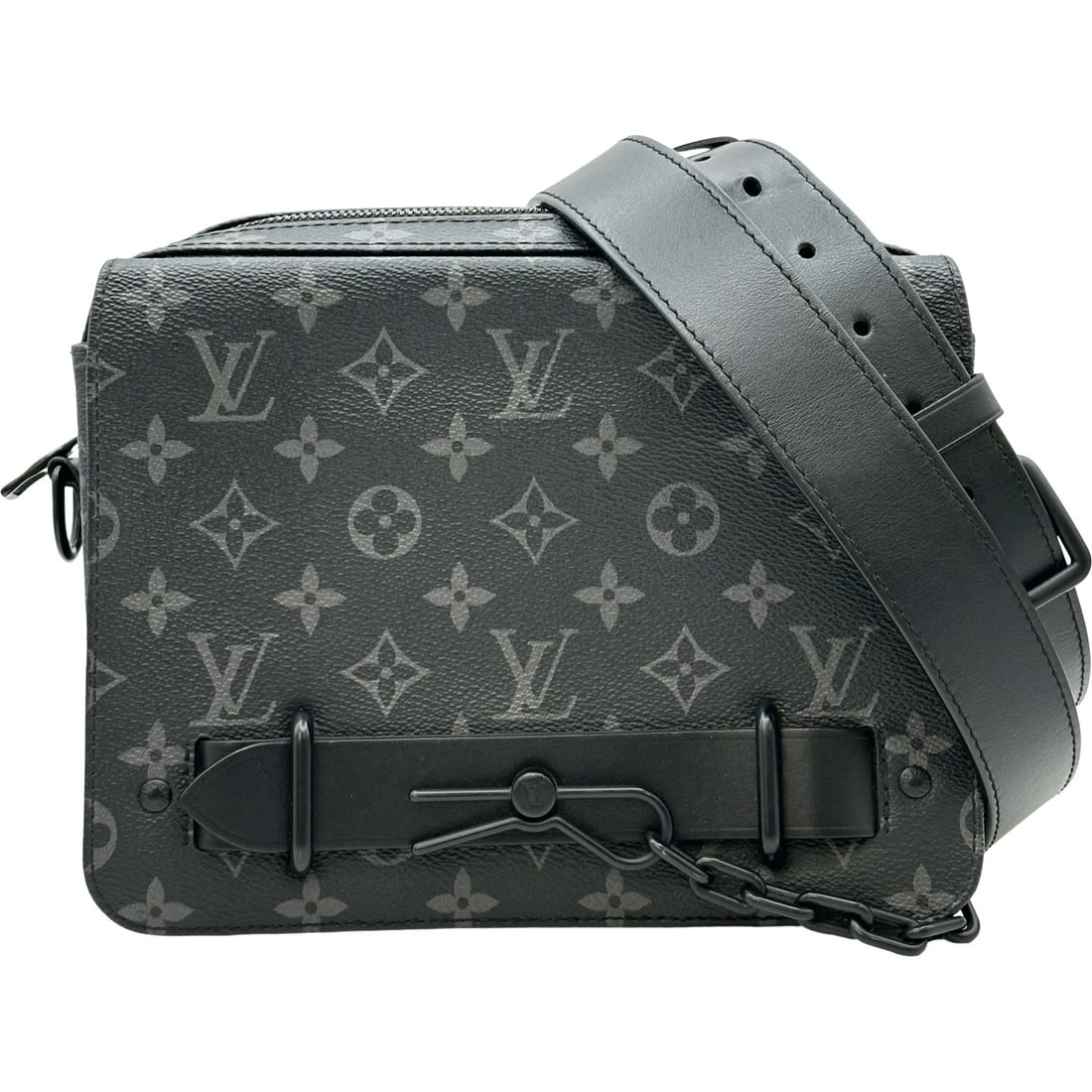LOUIS VUITTON STEAMER MESSENGER BAG: LOUIS VUITTON Steamer Messenger Bag Brand: LOUIS VUITTON Type/Style: Messenger bag Material: Monogram Eclipse Color: black Size: W9.1 x H6.7x D2.0inch Shoulder:47.2inch Accessories: None A