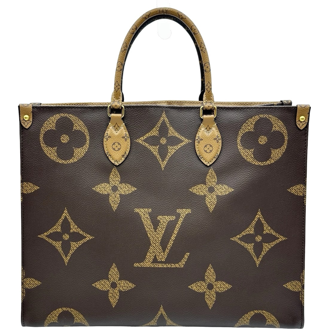 LOUIS VUITTON ON-THE-GO GM TOTE BAG: LOUIS VUITTON On-the-go GM Tote Bag Brand: LOUIS VUITTON Type/Style: Tote Bag Material: giant reverse Color: Brown Size: W16.1 x H11.8x D6.3inch Accessories: None Accessories Notice: When