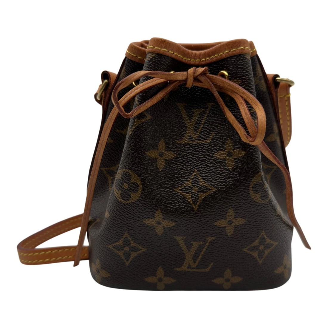 LOUIS VUITTON NANO NOE SHOULDER BAG: LOUIS VUITTON Nano Noe Shoulder Bag Brand: LOUIS VUITTON Type/Style: Shoulder Bag Material: monogram/leather Color: Brown Size: W4.9 x H5.9x D3.5inch Shoulder:42.5inch Accessories: None Ac