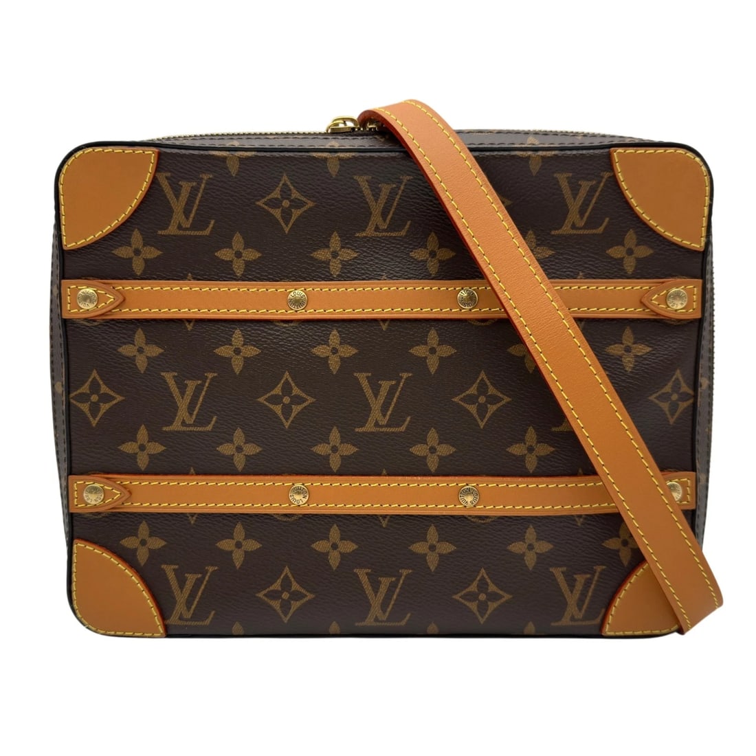 LOUIS VUITTON SOFT TRUNK MESSENGER PM MESSENGER BAG: LOUIS VUITTON Soft Trunk Messenger PM Messenger bag Brand: LOUIS VUITTON Type/Style: Messenger bag Material: monogram/leather Color: Brown Size: W10.2 x H7.9x D1.6inch Shoulder:37.8inch Accessorie