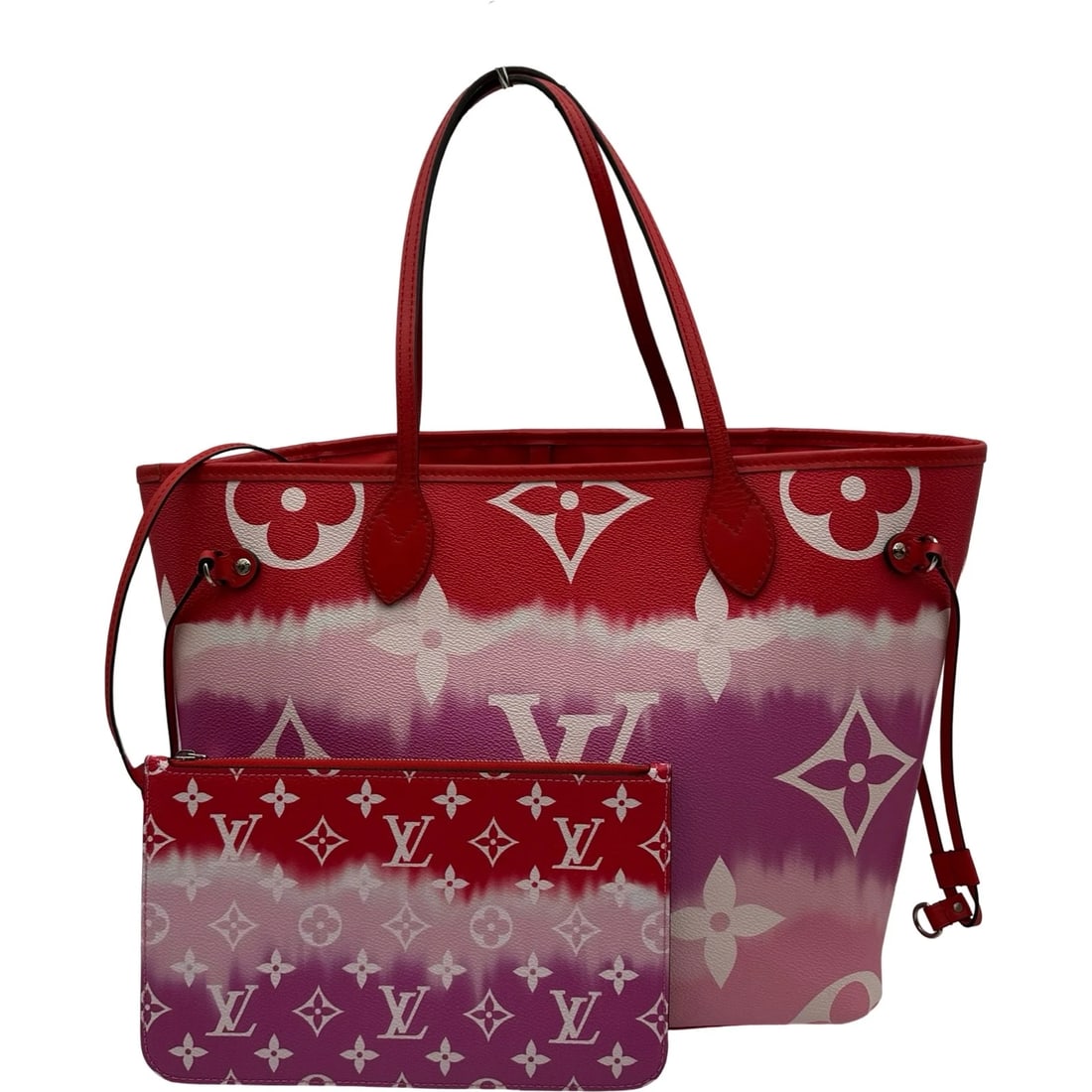 LOUIS VUITTON NEVERFULL MM TOTE BAG: LOUIS VUITTON Neverfull MM Tote Bag Brand: LOUIS VUITTON Type/Style: Tote Bag Material: LV Escal Color: Rouge Size: W17.7 x H11.2x D6.1inch Accessories: None Accessories Notice: When purchasing