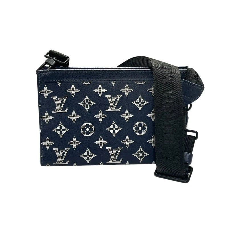 LOUIS VUITTON GASTON WEARABLE WALLET SHOULDER BAG: LOUIS VUITTON Gaston Wearable Wallet Shoulder Bag Brand: LOUIS VUITTON Type/Style: Shoulder Bag Material: Monogram shadow Color: Navy Size: W8.7 x H5.7x D1.8inch Accessories: None Accessor