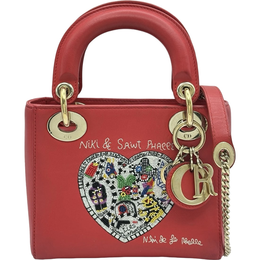 CHRISTIAN DIOR LADY DIOR MINI SHOULDER BAG: Christian Dior Lady Dior Mini Shoulder Bag Brand: Christian Dior Type/Style: Shoulder Bag Material: leather Color: Gold Hardware Size: W6.7 x H5.5x D3.1inch Accessories: None Accessories Notice: When