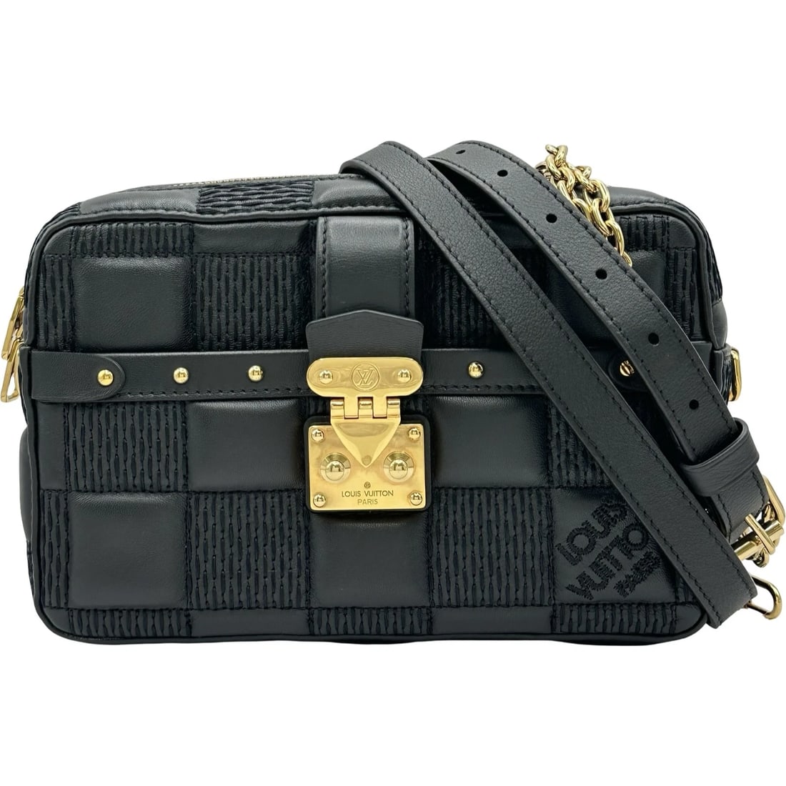 LOUIS VUITTON TROCA PM SHOULDER BAG: LOUIS VUITTON Troca PM Shoulder Bag Brand: LOUIS VUITTON Type/Style: Shoulder Bag Material: Damier Giant Color: black Size: W8.7 x H5.5x D2.4inch Shoulder:42.1inch Accessories: None Access