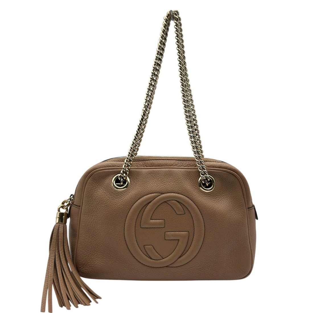 GUCCI SOHO CHAIN HANDBAG: GUCCI Soho Chain Handbag Brand: GUCCI Type/Style: Handbag Material: leather Color: pink beige Size: W10.8 x H6.9x D2.8inch Shoulder:21.7inch Accessories: None Accessories Notice: When purc