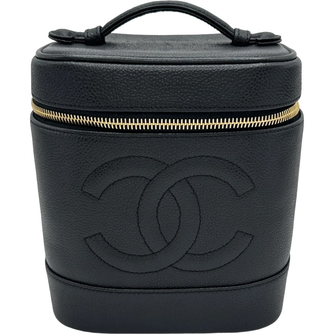 CHANEL COCO MARK VANITY HANDBAG: CHANEL COCO Mark vanity Handbag Brand: CHANEL Type/Style: Handbag Material: Caviar skin Color: Black Gold Hardware Size: W5.7 x H6.7x D5.1inch Accessories: None Accessories Notice: When purchasing