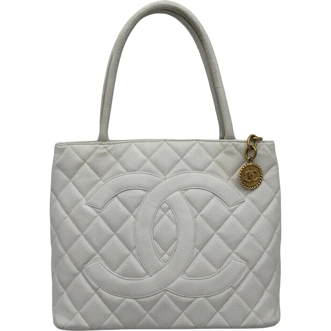 CHANEL STANDARD TOTE BAG: CHANEL Standard Tote Bag Brand: CHANEL Type/Style: Tote Bag Material: Caviar skin Color: White Gold Hardware Size: W11.6 x H9.4x D4.1inch Accessories: None Accessories Notice: When purchas