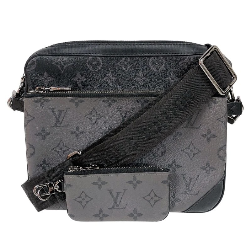 LOUIS VUITTON TRIO MESSENGER SHOULDER BAG: LOUIS VUITTON Trio Messenger Shoulder Bag Brand: LOUIS VUITTON Type/Style: Shoulder Bag Material: Monogram Eclipse Reverse Color: black Size: W9.6 x H7.1x D1.8inch Shoulder:15.7inch Accessories: N