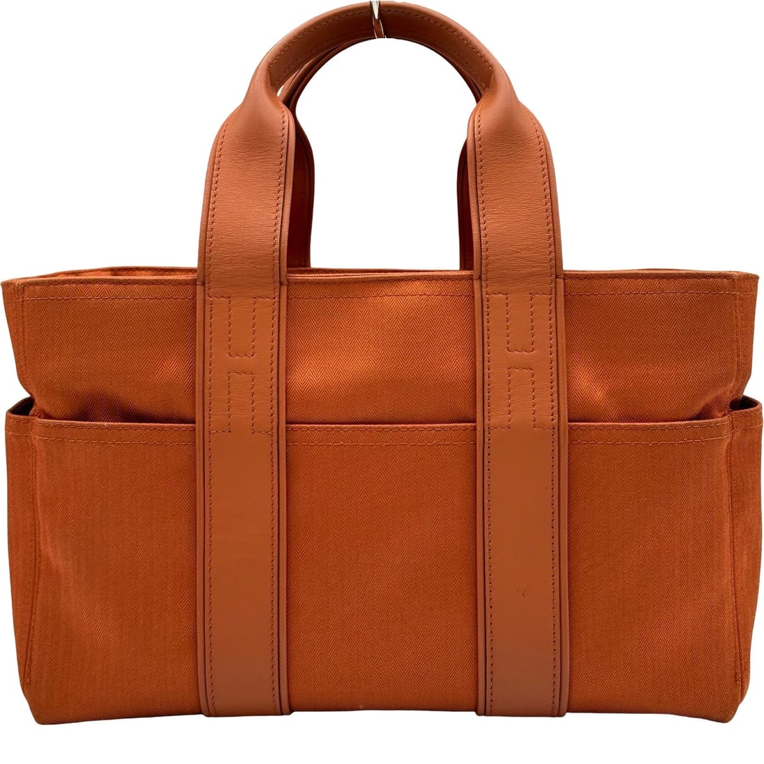 HERMES ACAPE LUCO PM HANDBAG: HERMES Acape Luco PM Handbag Brand: HERMES Type/Style: Handbag Material: Canvas leather Color: Orange SilverHardware Size: W13.4 x H7.7x D5.3inch Accessories: None Accessories Notice: When