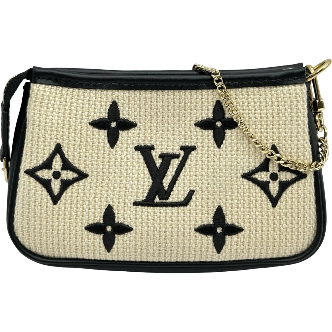 LOUIS VUITTON MINI POCHETTE ACCESSOIRES POUCH: LOUIS VUITTON Mini Pochette Accessoires Pouch Brand: LOUIS VUITTON Type/Style: Pouch Material: LV visor pool Color: black Size: W5.5 x H3.5x D0.8inch Accessories: None Accessories Notice: