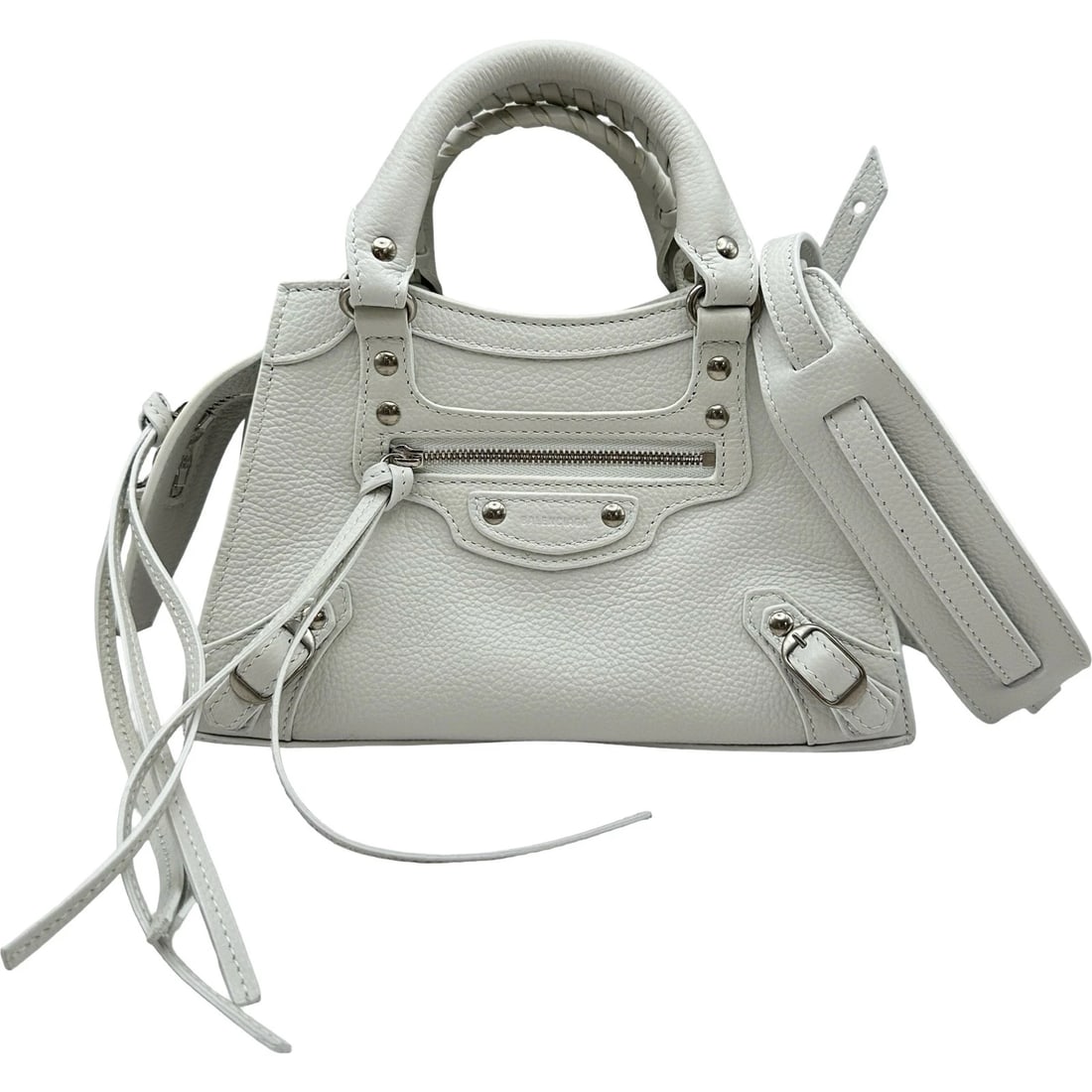 BALENCIAGA NEO CLASSIC CITY MINI SHOULDER BAG: BALENCIAGA Neo Classic City Mini Shoulder Bag Brand: BALENCIAGA Type/Style: Shoulder Bag Material: leather Color: white Size: W8.7 x H5.5x D3.5inch Shoulder:31.5inch Accessories: None Accessories