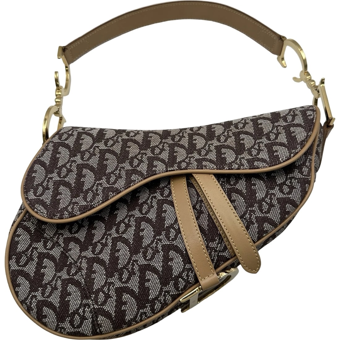 CHRISTIAN DIOR TROTTER SADDLEBAGS SHOULDER BAG: Christian Dior Trotter Saddlebags Shoulder Bag Brand: Christian Dior Type/Style: Shoulder Bag Material: canvas Color: Brown Size: W9.8 x H7.5x D2.0inch Accessories: None Accessories Notice