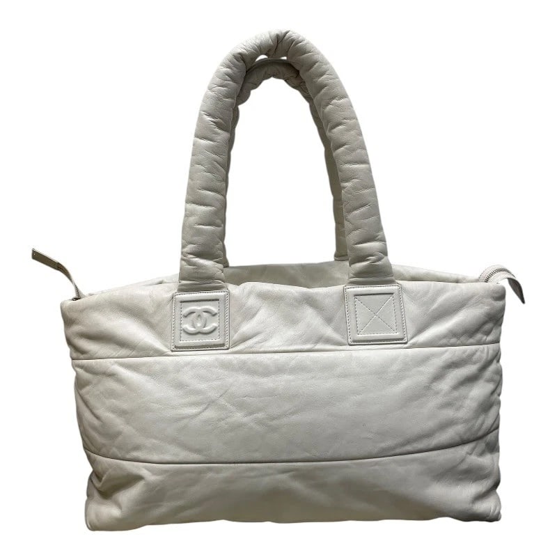 CHANEL COCO COON TOTE GM TOTE BAG: CHANEL Coco Coon Tote GM Tote Bag Brand: CHANEL Type/Style: Tote Bag Material: leather Color: white Size: W17.3 x H15.4x D7.9inch Accessories: None Accessories Notice: When purchasing pre-