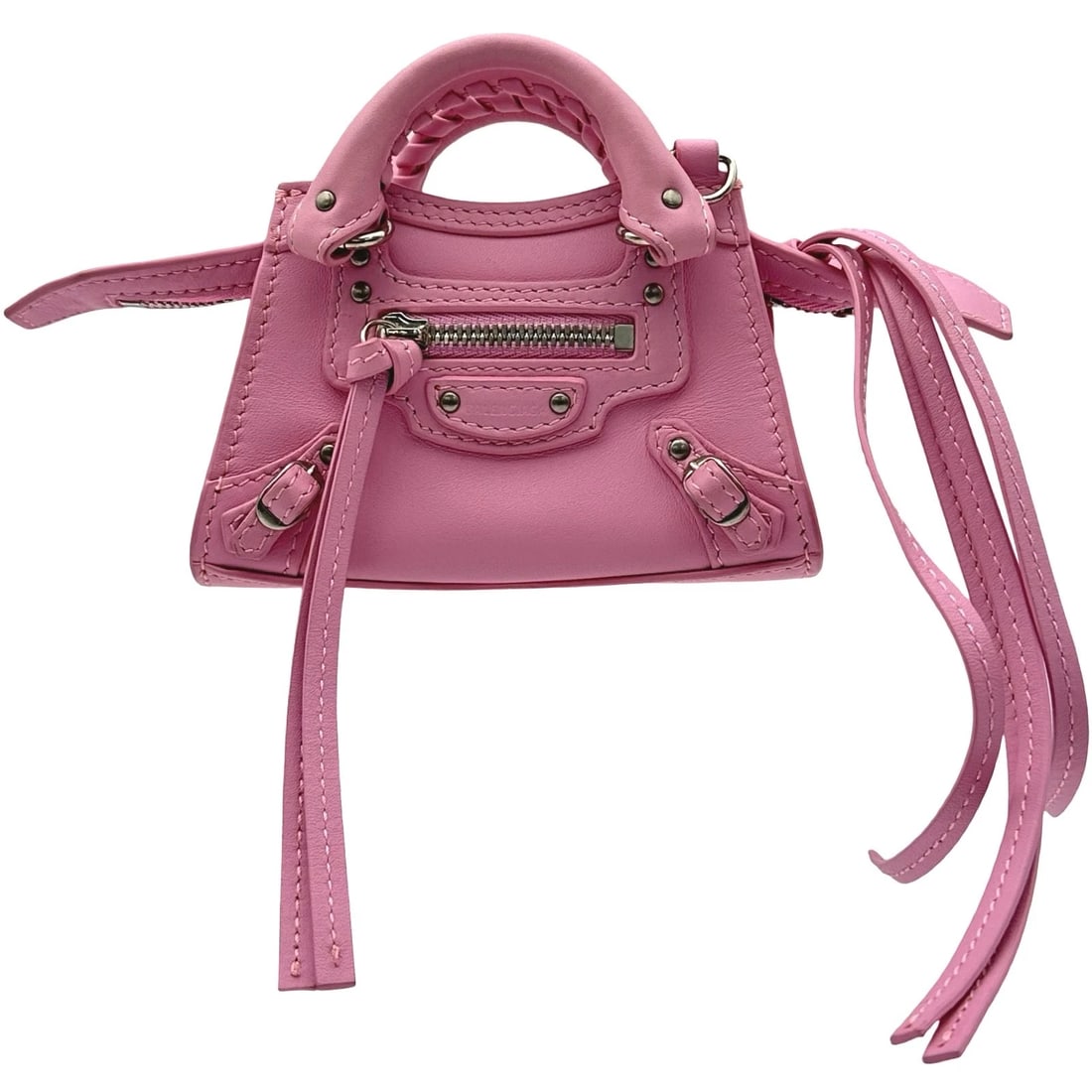 BALENCIAGA NEO CLASSIC SUPER NANO SHOULDER BAG: BALENCIAGA Neo Classic Super Nano Shoulder Bag Brand: BALENCIAGA Type/Style: Shoulder Bag Material: leather Color: pink Size: W4.7 x H3.1x D2.0inch Shoulder:42.1inch Accessories: None Accessories