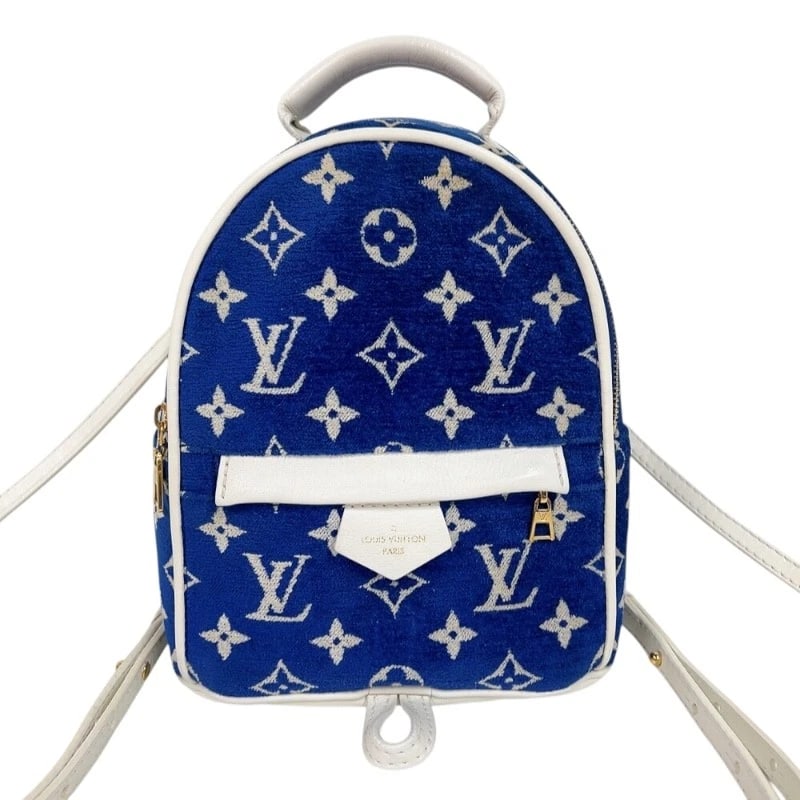 LOUIS VUITTON PALM SPRINGS MINI BACKPACK: LOUIS VUITTON Palm Springs Mini Backpack Brand: LOUIS VUITTON Type/Style: Backpack ?? Daypack Material: Monogram Velvet Color: White Gold Hardware Size: W6.3 x H8.3x D3.5inch Accessories: None
