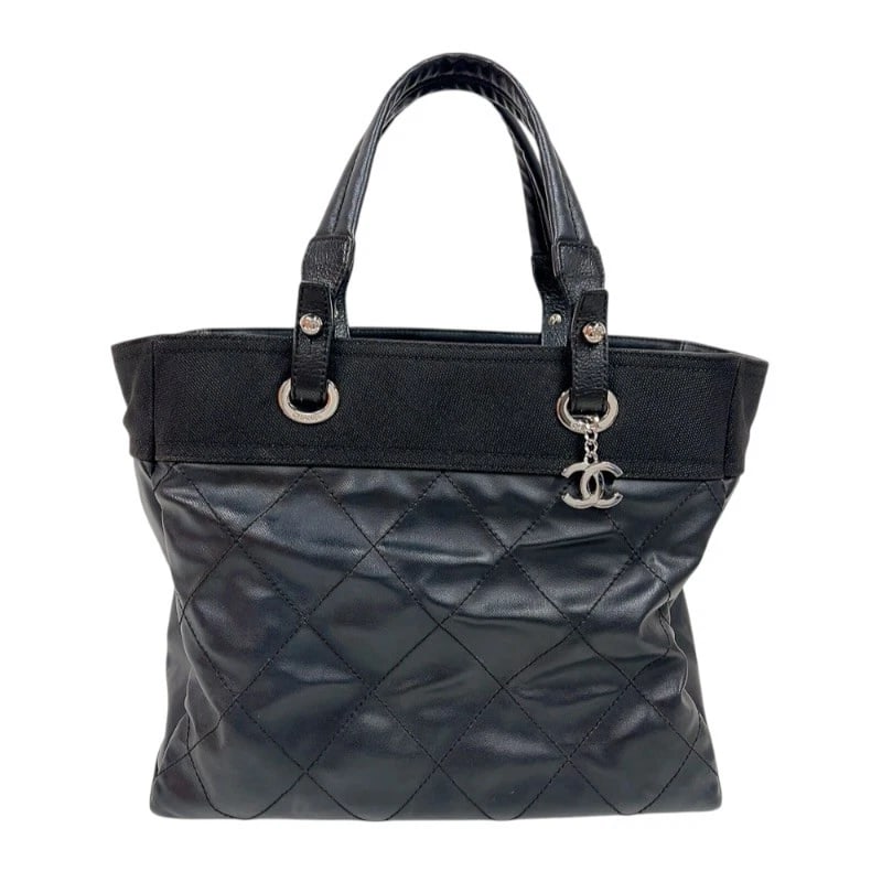 CHANEL PARIS BIAZ TOTE MM TOTE BAG: CHANEL Paris Biaz Tote MM Tote Bag Brand: CHANEL Type/Style: Tote Bag Material: Coated canvas Color: Black SilverHardware Size: W16.1 x H11.8x D4.9inch Accessories: None Accessories Notice