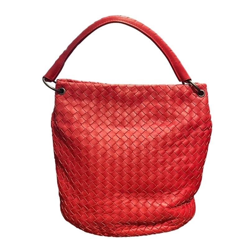 BOTTEGA VENETA INTRECCIATO ONE BELT SHOULDER BAG: BOTTEGA VENETA Intrecciato one belt Shoulder Bag Brand: BOTTEGA VENETA Type/Style: Shoulder Bag Material: leather Color: Red Size: W10.2 x H10.6x D4.7inch Shoulder:13.8inch Accessories: None <