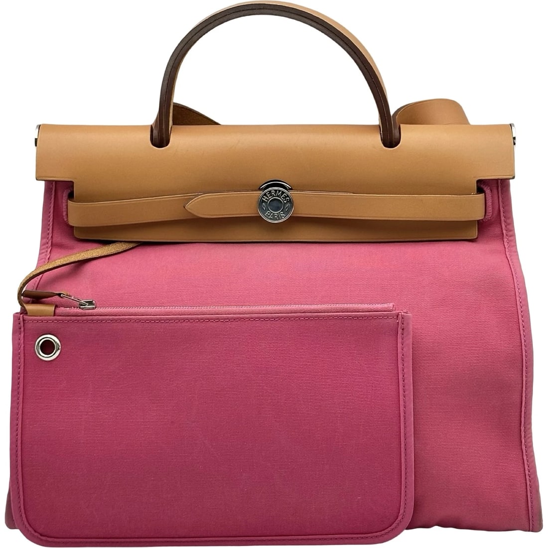 HERMES HERBAG ZIP PM SHOULDER BAG: HERMES Herbag Zip PM Shoulder Bag Brand: HERMES Type/Style: Shoulder Bag Material: Toile Hunter Color: Natural Pink SilverHardware Size: W12.0 x H10.0x D3.5inch Shoulder:38.6inch Accessories: None