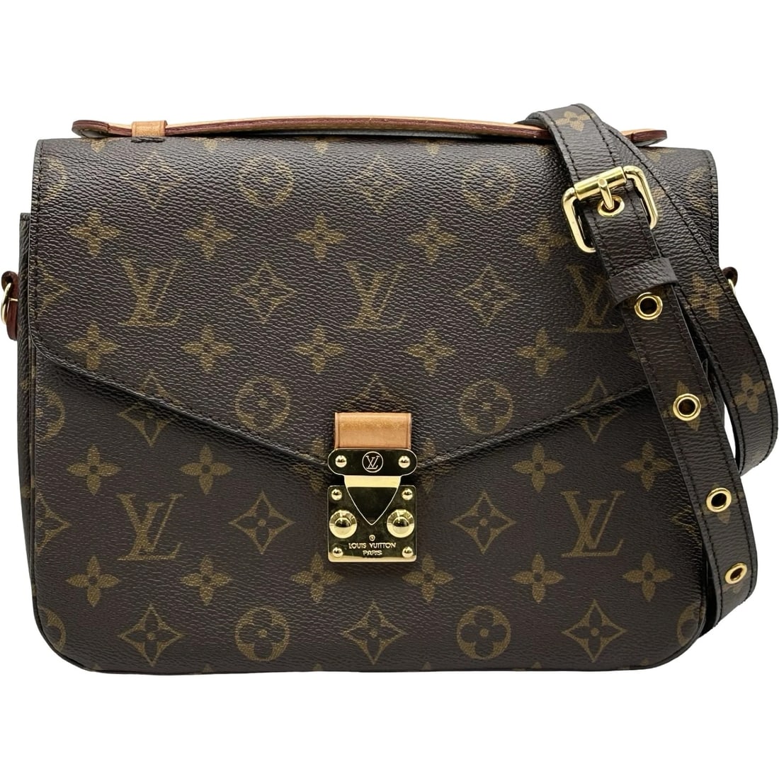 LOUIS VUITTON POCHETTE METIS MM SHOULDER BAG: LOUIS VUITTON Pochette Metis MM Shoulder Bag Brand: LOUIS VUITTON Type/Style: Shoulder Bag Material: Monogram Color: Brown Size: W9.8 x H7.5x D2.2inch Shoulder:42.9inch Accessories: None Accessories