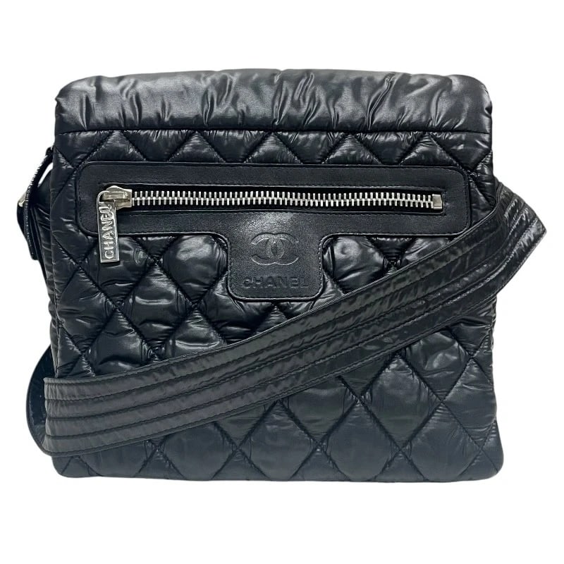 CHANEL COCO COCOON MESSENGER SHOULDER BAG: CHANEL Coco Cocoon Messenger Shoulder Bag Brand: CHANEL Type/Style: Shoulder Bag Material: Nylon Color: black Size: W9.8 x H8.7x D3.9inch Accessories: None Accessories Notice: When purchasing