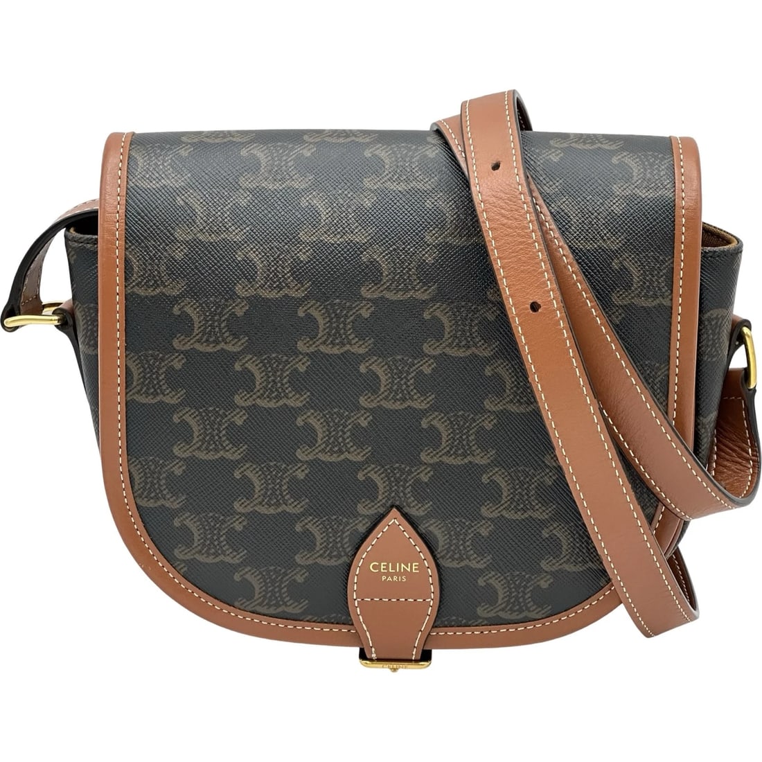 CELINE MEDIUM FALCO SHOULDER BAG: CELINE Medium Falco Shoulder Bag Brand: CELINE Type/Style: Shoulder Bag Material: Triomphe canvas Color: Tan Size: W7.3 x H7.1x D2.2inch Shoulder:39.6inch Accessories: None Accessories Not