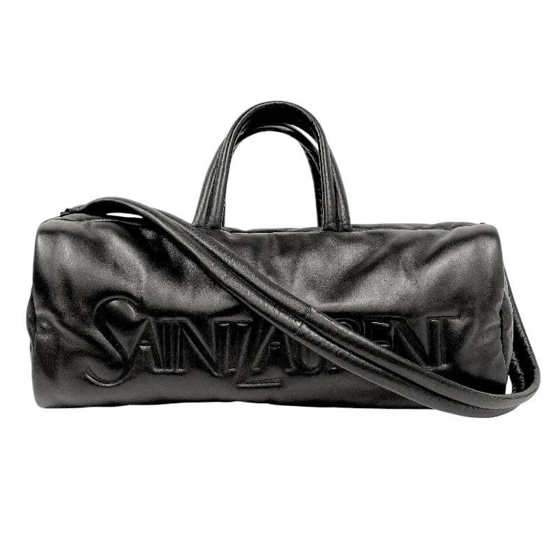 SAINT LAURENT WIDE LOGO PUFFER BOSTON BAG: SAINT LAURENT Wide Logo Puffer Boston bag Brand: SAINT LAURENT Type/Style: Boston bag Material: Nappa leather Color: black Size: W20.1 x H9.8x D11.8inch Shoulder:36.8inch Accessories: None